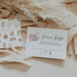 Boho Clothes Diaper Raffle Card Anteckningskort
