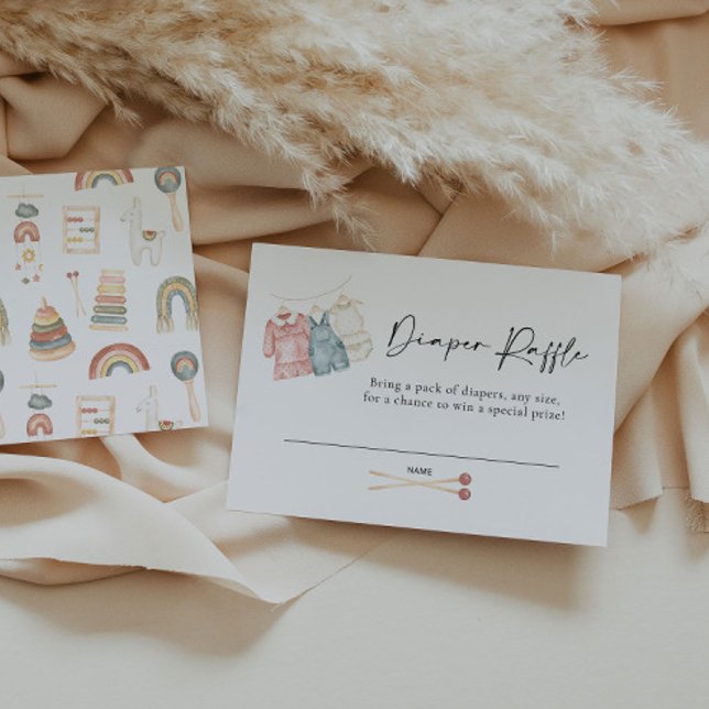 Boho Clothes Diaper Raffle Card Anteckningskort (Skapare uppladdad)