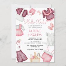 Boho Clothes Girl Baby Shower-inbjudan
