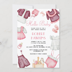 Boho Clothes Girl Baby Shower-inbjudan Inbjudningar