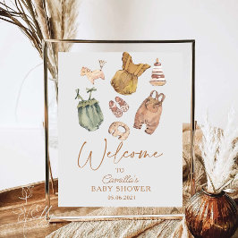 Boho Clothes Minimalist Baby Shower Välkommen Poster
