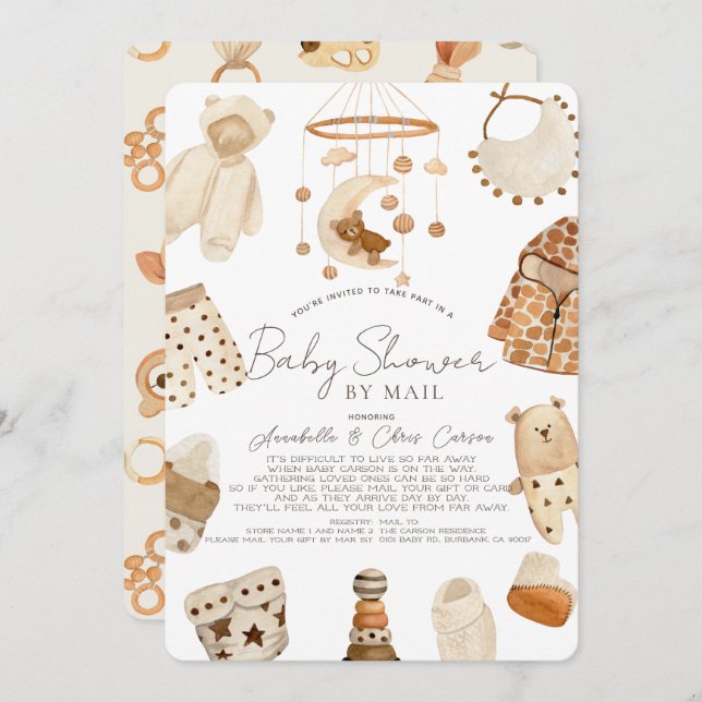 Boho Clothes Nursery Baby Shower by Mail Inbjudningar (Fram/baksida)