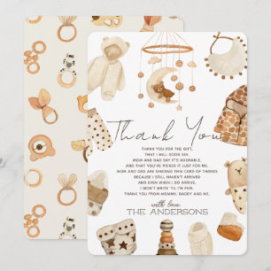 Boho Clothes Nursery Baby Shower Tack för ditt kor Inbjudningar