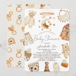 Boho Clothes Nursery Drive by Baby Shower Invati Inbjudningar