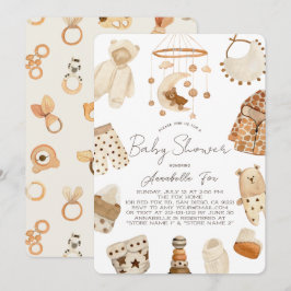 Boho Clothes Nursery Gender-Neutralt Baby Shower Inbjudningar