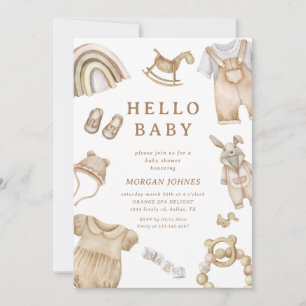 Boho Clothes Nursery-inbjudan till babydusch Inbjudningar