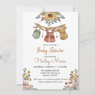 Boho Clothesline Baby Shower-inbjudan Inbjudningar