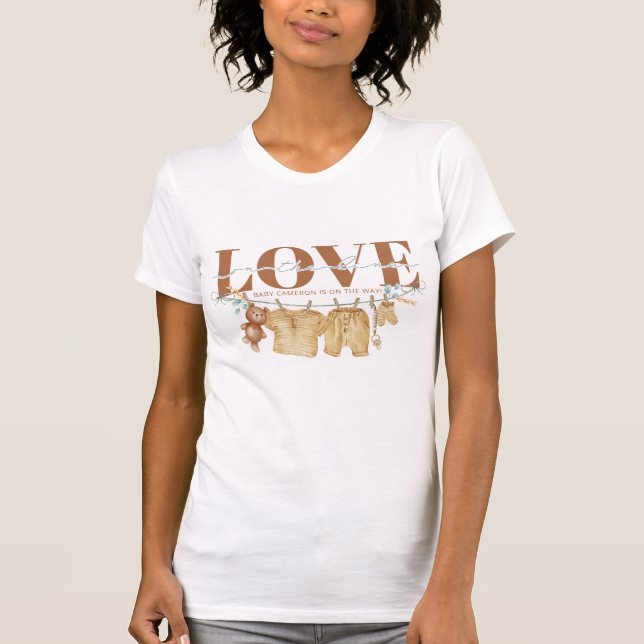 Boho Clothesline Baby Shower T-Shirt (Framsida)