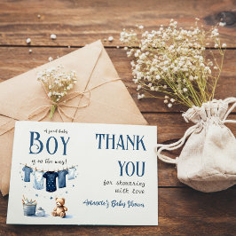 Boho Clothesline Blue Boy Baby Shower Tack Kort