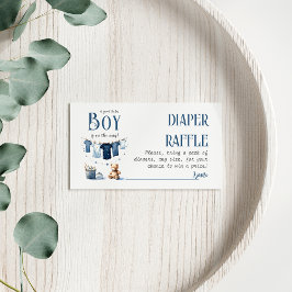 Boho Clothesline Blue Boy Shower Diaper Visitkort