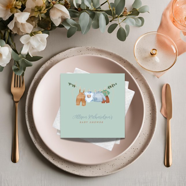 Boho clothesline boypastel grönt Pappersservett (Skapare uppladdad)