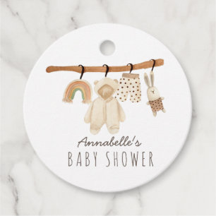 Boho Clothesline Gender Neutral Baby Shower Gåvor Etiketter