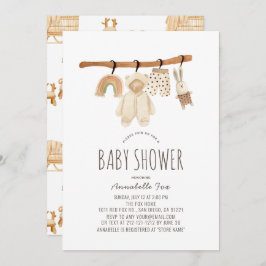 Boho Clothesline Gender Neutral Baby Shower Inbjudningar
