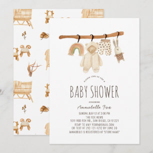 Boho Clothesline Gender Neutral Baby Shower Inbjudningar