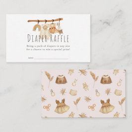 Boho Clothesline Girl Baby Diaper Raffle Biljett Tilläggskort