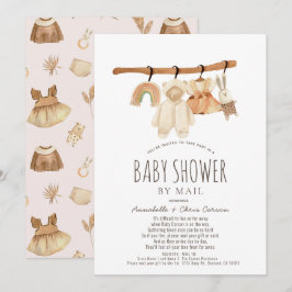 Boho Clothesline Girl Baby Shower by Mail Inbjudningar