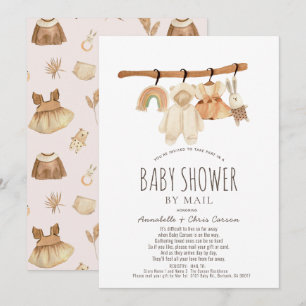 Boho Clothesline Girl Baby Shower by Mail Inbjudningar