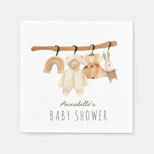 Boho Clothesline Girl Baby Shower Napkins Pappersservett