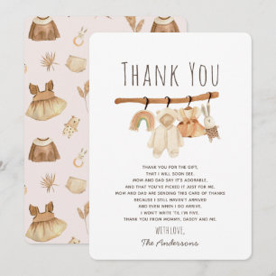 Boho Clothesline Girl Baby Shower Tack för ditt ko Inbjudningar