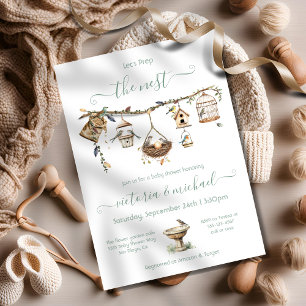 Boho Clothesline gren Prep Naking Baby Shower Inbjudningar