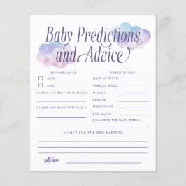 Boho Cloud Girl Baby Predications & Advice Card