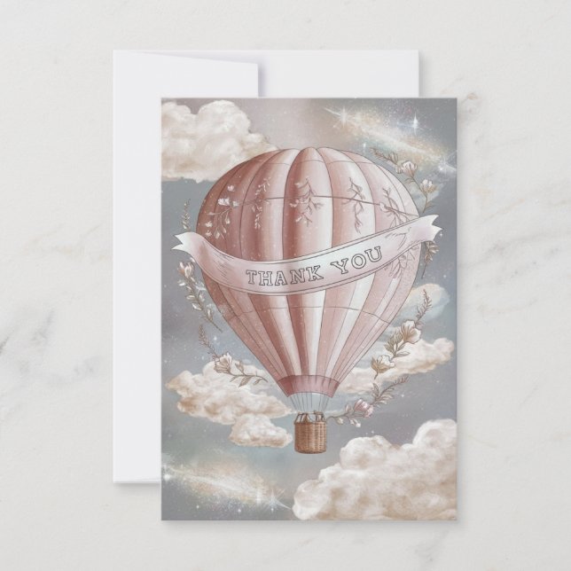 Boho Clouds Luftballong Tack Kort (Framsida)