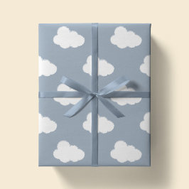 Boho Clouds Sky Simple Gender Neutral Kids Blue Presentpapper