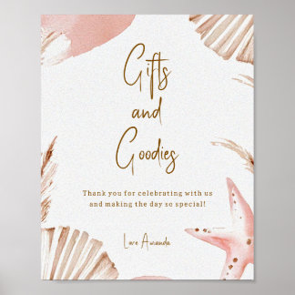 Boho Coastal Baby Shower Gåvor & Gott Sign Poster