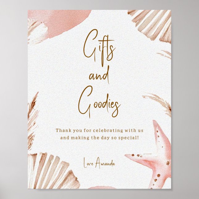 Boho Coastal Baby Shower Gåvor & Gott Sign Poster (Framsidan)