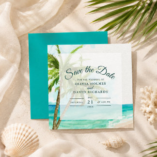 Boho Coastal Beach Bröllop Spara Datum Datumet