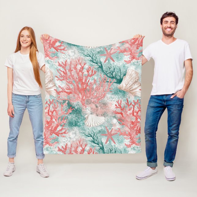 Boho Coastal Snäckmönster Fleecefilt (På plats)