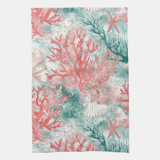 Boho Coastal Snäckmönster Kökshandduk (Vertikal)
