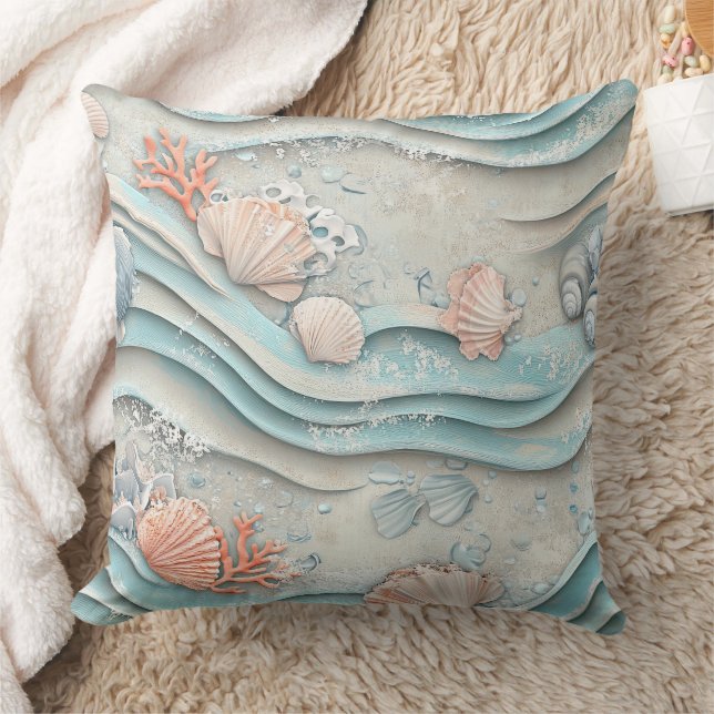 Boho Coastal Snäckmönster Kudde (Filt)