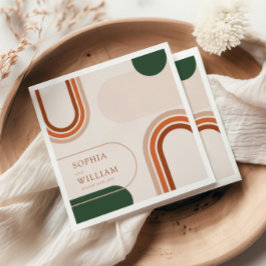 Boho Coctail Napkins med abstrakt bågformer Pappersservett