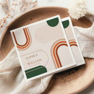 Boho Coctail Napkins med abstrakt bågformer Pappersservett