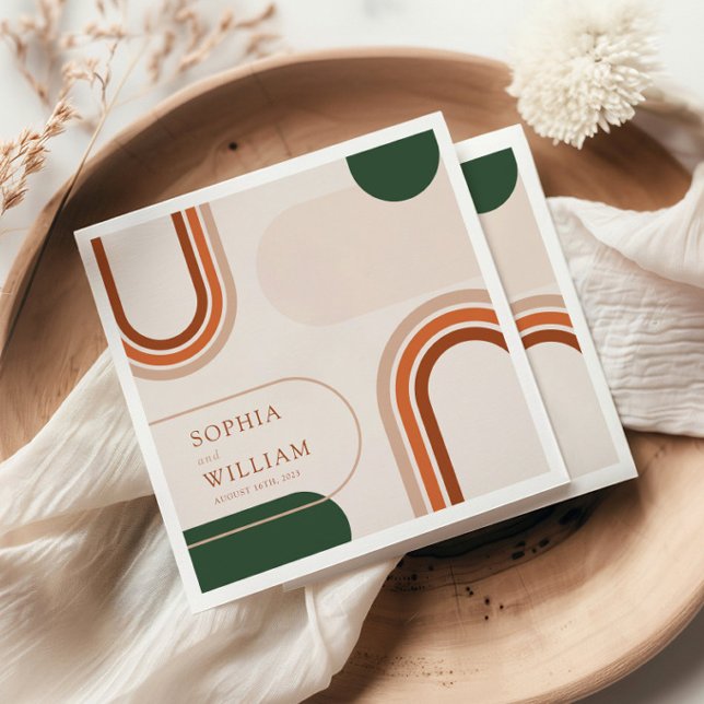 Boho Coctail Napkins med abstrakt bågformer Pappersservett (Skapare uppladdad)