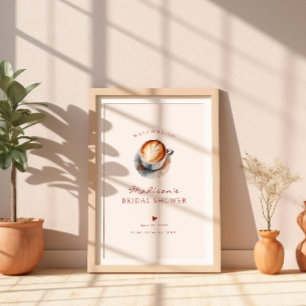 Boho Coffee Bröllopsdusch Heart Welcome Poster