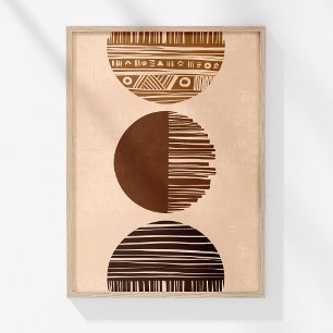 Boho Coffee Brown Beige Abstrakt Tribal Wall Art Poster