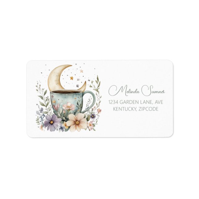Boho Coffee Flower Address Label Adressetikett (Framsidan)