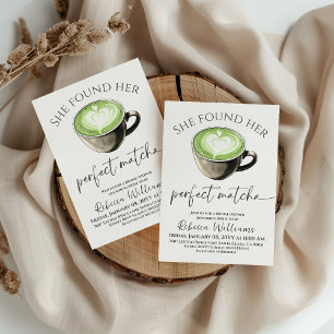 Boho Coffee Green Perfect Matcha Bröllopsfest för Inbjudningar