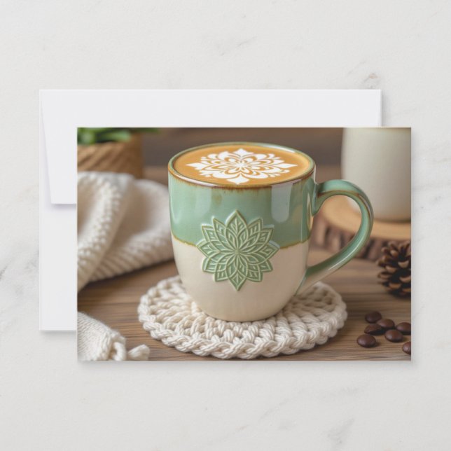 Boho Coffee Mugg Business Tack Helgdag Card Kort (Framsida)