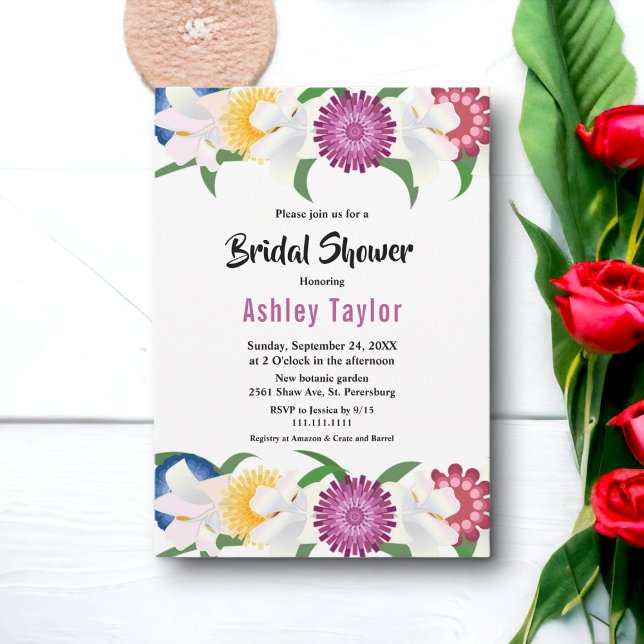 Boho Colorful Flowers Modern Blommigt Möhippa Inbjudningar (Skapare uppladdad)