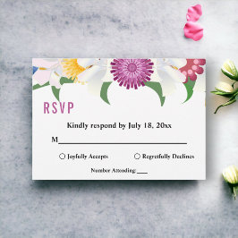 Boho Colorful Flowers Modern Vår Blommigt Bröllop OSA Kort