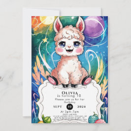 Boho Colorful Llama Birthday Inbjudningar