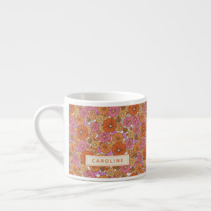 Boho Colorful Retro Flower Cute Orange Rosa Namn Espressomugg