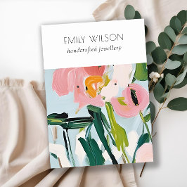Boho Colorful Rosa Blue Painting Blommigt 2 Earrin Visitkort