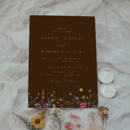 Boho Colorful Wildblomma Bröllop Inbjudningar