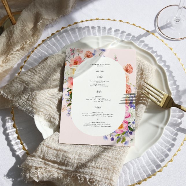 Boho Colorful Wildblomma Bröllop Menu Meny (Skapare uppladdad)