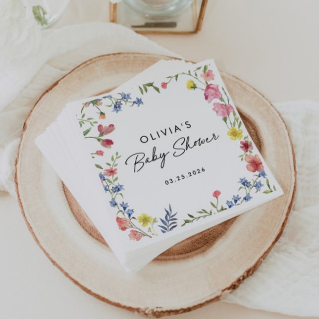 Boho Colorful Wildblomma Fairytale Baby Shower Pappersservett (Skapare uppladdad)