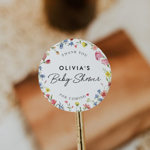 Boho Colorful Wildblomma Fairytale Baby Shower Runt Klistermärke